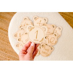 Metryczka z miesiącami dla dziecka 14 tabliczek do zdjęć MIŚ - KSANTYNA.pl