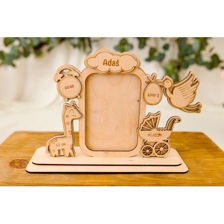 Duża ramka na zdjęcie pionowe METRYCZKA dla dziecka efekt 3D ZWIERZĘTA - KSANTYNA.pl