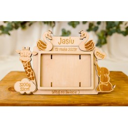 Duża ramka na zdjęcie poziome METRYCZKA dla dziecka efekt 3D PERSONALIZACJA - KSANTYNA.pl