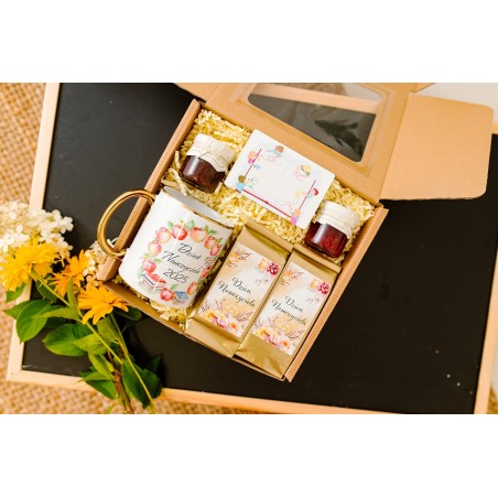 Prezent na Dzień Nauczyciela kubek kawa herbata mini przetwory - KSANTYNA.pl