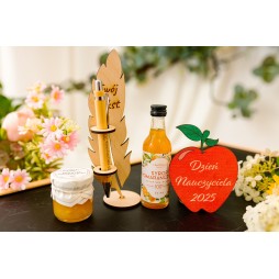 Prezent na Dzień Nauczyciela magnes jabłko kawa herbata mini przetwory