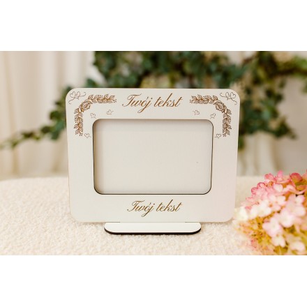 Biała ramka na zdjęcie poziome PERSONALIZACJA - KSANTYNA.pl