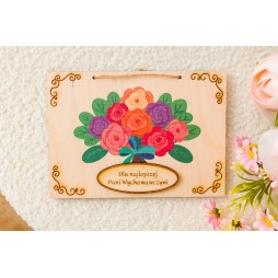Kartka ze sklejki kolorowa PERSONALIZACJA bukiet - KSANTYNA.pl