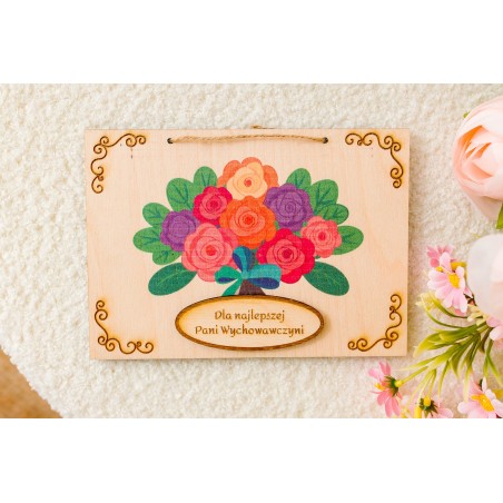 Kartka ze sklejki kolorowa PERSONALIZACJA bukiet - KSANTYNA.pl