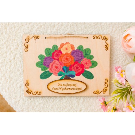 Kartka ze sklejki kolorowa PERSONALIZACJA bukiet - KSANTYNA.pl