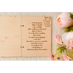 Kartka ze sklejki kolorowa urodziny imieniny PERSONALIZACJA kot tort