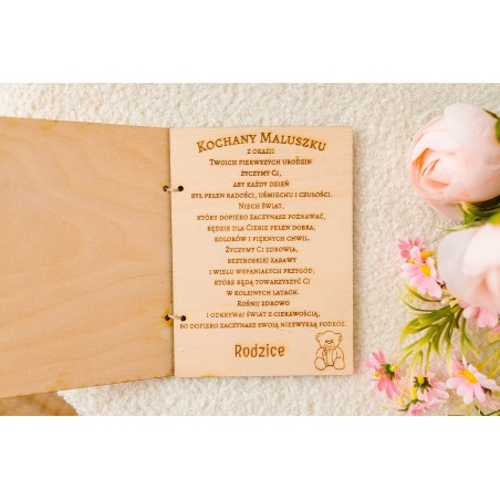 Kartka ze sklejki kolorowa dla dziecka PERSONALIZACJA roczek