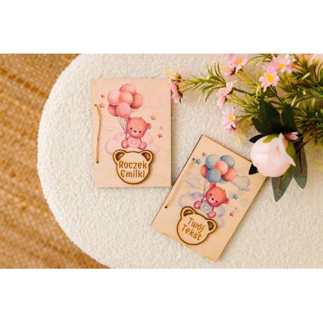 Kartka ze sklejki kolorowa dla dziecka PERSONALIZACJA roczek - KSANTYNA.pl