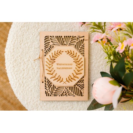 Kartka ze sklejki ażurowa PERSONALIZACJA urodziny ślub - KSANTYNA.pl