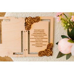 Kartka ze sklejki ażurowa RÓŻE PERSONALIZACJA urodziny ślub