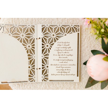 Kartka ze sklejki ażurowa BIAŁA PERSONALIZACJA urodziny ślub - KSANTYNA.pl