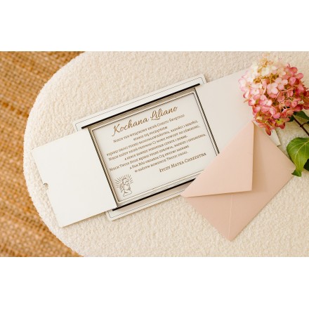 Białe pudełko na pieniądze CHRZCINY PERSONALIZACJA - KSANTYNA.pl