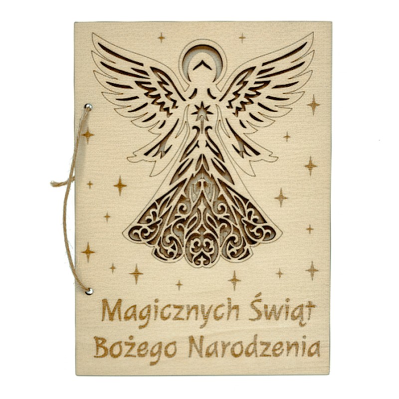 Kartka świąteczna 3D SKLEJKA GRAWER ANIOŁEK - KSANTYNA.pl