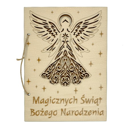 Kartka świąteczna 3D SKLEJKA GRAWER ANIOŁEK - KSANTYNA.pl