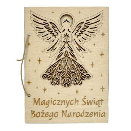 Kartka świąteczna 3D SKLEJKA GRAWER ANIOŁEK - KSANTYNA.pl