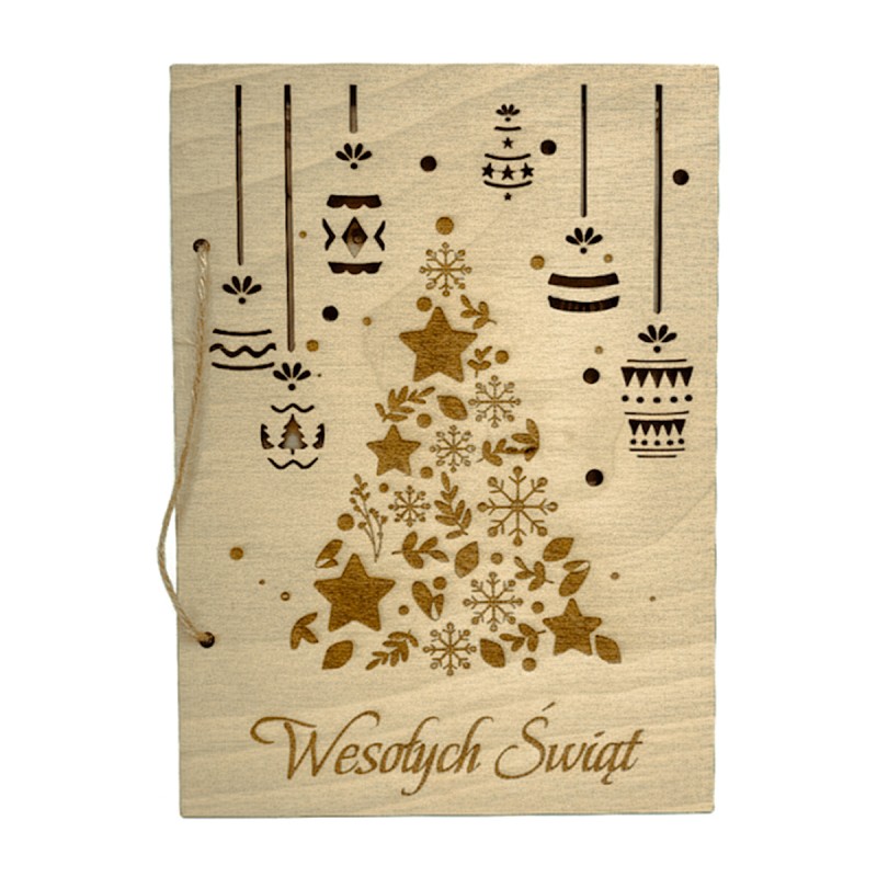 Kartka świąteczna 3D SKLEJKA GRAWER CHOINKA - KSANTYNA.pl