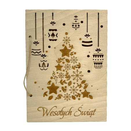 Kartka świąteczna 3D SKLEJKA GRAWER CHOINKA - KSANTYNA.pl