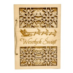 Kartka świąteczna 3D SKLEJKA GRAWER MIKOŁAJ SANIE - KSANTYNA.pl