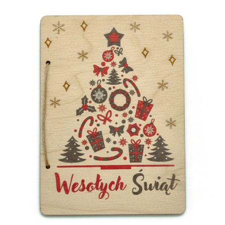 Kartka świąteczna DRUK SKLEJKA GRAWER CHOINKA - KSANTYNA.pl
