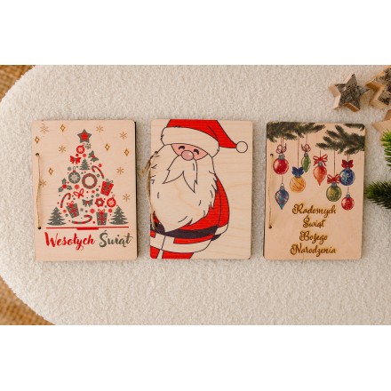 Kartka świąteczna DRUK SKLEJKA GRAWER MIKOŁAJ - KSANTYNA.pl