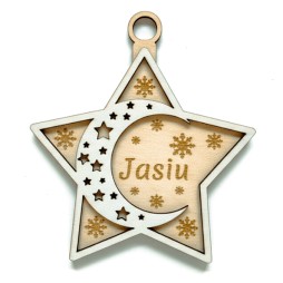 BOMBA CHOINKOWA 3D SKLEJKA GRAWER GWIAZDA BIAŁA - KSANTYNA.pl