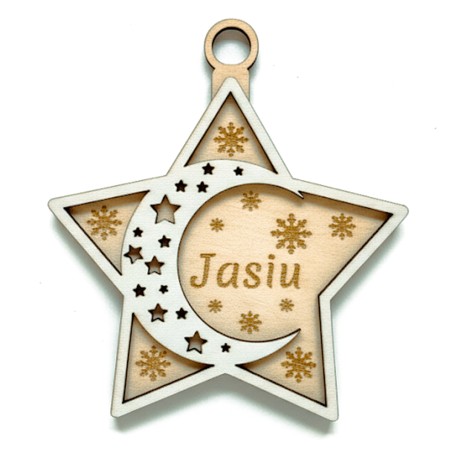 BOMBA CHOINKOWA 3D SKLEJKA GRAWER GWIAZDA BIAŁA - KSANTYNA.pl