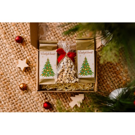 PUDEŁKO Z OKIENKIEM Z KOKARDĄ KAWA HERBATA CHOINKA