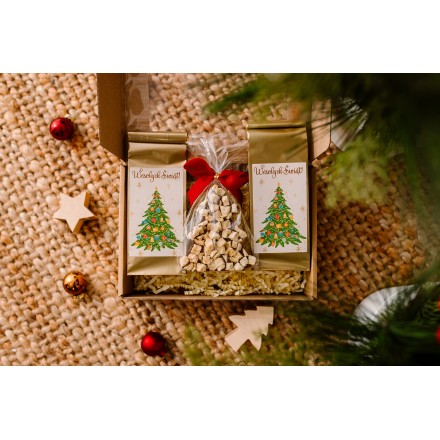 PUDEŁKO Z OKIENKIEM Z KOKARDĄ KAWA HERBATA CHOINKA - KSANTYNA.pl