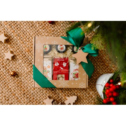 PUDEŁKO Z OKIENKIEM Z KOKARDĄ KAWA HERBATA KONFITRUKI MIGDAŁY - KSANTYNA.pl