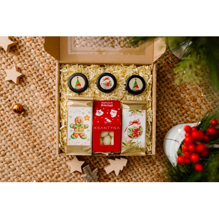 PUDEŁKO Z OKIENKIEM Z KOKARDĄ KAWA HERBATA KONFITRUKI MIGDAŁY - KSANTYNA.pl
