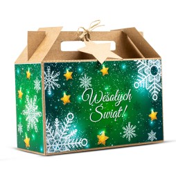 Walizka Świąteczna Duża ZIELONE ŚNIEŻYNKI - KSANTYNA.pl