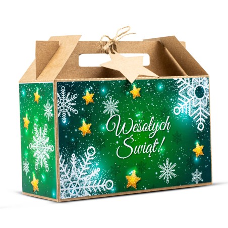 Walizka Świąteczna Duża ZIELONE ŚNIEŻYNKI - KSANTYNA.pl