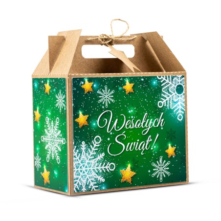 Walizka Świąteczna Mała ZIELONE ŚNIEŻYNKI - KSANTYNA.pl