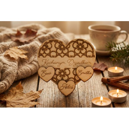 Prezent Dzień Babci i Dziadka SERCE MAGNES PERSONALIZACJA