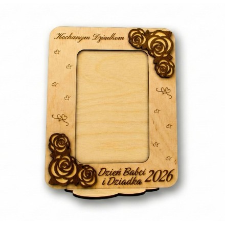 Prezent Dzień Babci i Dziadka RAMKA NA ZDJĘCIE PIONOWA RÓŻE PERSONALIZACJA - KSANTYNA.pl