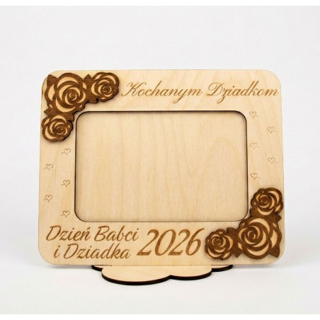 Prezent Dzień Babci i Dziadka RAMKA NA ZDJĘCIE POZIOMA RÓŻE PERSONALIZACJA - KSANTYNA.pl