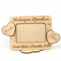 Prezent Dzień Babci i Dziadka RAMKA NA ZDJĘCIE POZIOMA SERCE PERSONALIZACJA - KSANTYNA.pl