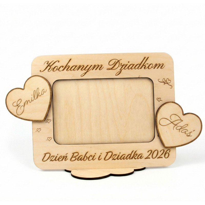 Prezent Dzień Babci i Dziadka RAMKA NA ZDJĘCIE POZIOMA SERCE PERSONALIZACJA - KSANTYNA.pl