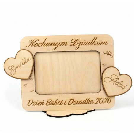Prezent Dzień Babci i Dziadka RAMKA NA ZDJĘCIE POZIOMA SERCE PERSONALIZACJA - KSANTYNA.pl
