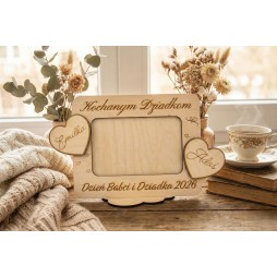 Prezent Dzień Babci i Dziadka RAMKA NA ZDJĘCIE POZIOMA SERCE PERSONALIZACJA