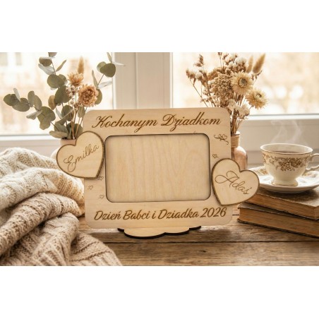 Prezent Dzień Babci i Dziadka RAMKA NA ZDJĘCIE POZIOMA SERCE PERSONALIZACJA