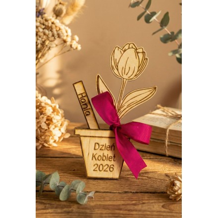 Prezent Dzień Kobiet STOJĄCY KWIAT PERSONALIZACJA - KSANTYNA.pl