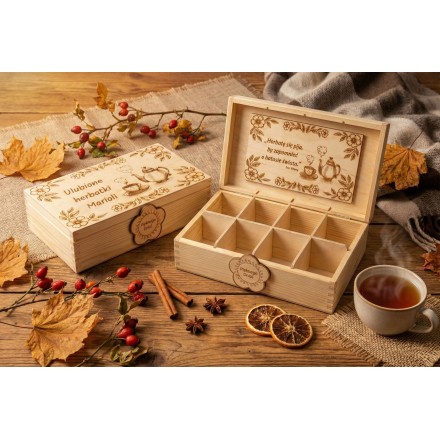 Prezent Dzień Kobiet KUFEREK NA HERBATĘ PERSONALIZACJA - KSANTYNA.pl