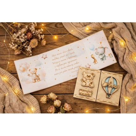 Prezent ROCZEK URODZINY DZIECKA KARTKA MIŚ NIEBIESKI GRAWER PERSONALIZACJA - KSANTYNA.pl