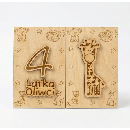 Prezent ROCZEK URODZINY ZOO KARTKA GRAWER PERSONALIZACJA - KSANTYNA.pl