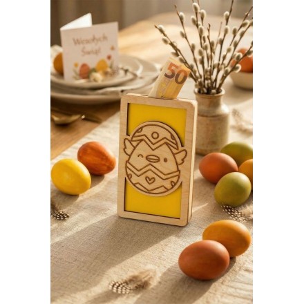 Prezent WIELKANOC PUDEŁKO NA PIENIĄDZE KURCZAK GRAWER PERSONALIZACJA - KSANTYNA.pl