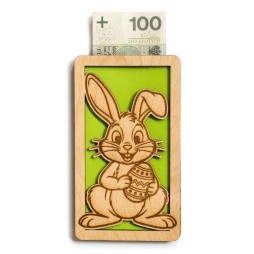 Prezent WIELKANOC PUDEŁKO PIENIĄDZE ZIELONY ZAJĄC GRAWER PERSONALIZACJA