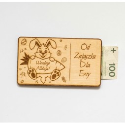 Prezent WIELKANOC PUDEŁKO PIENIĄDZE ZAJĄC GRAWER PERSONALIZACJA