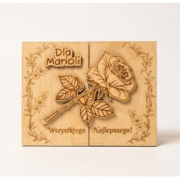 Prezent URODZINY RÓŻA KARTKA GRAWER PERSONALIZACJA - KSANTYNA.pl