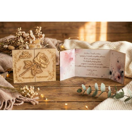 Prezent URODZINY RÓŻA KARTKA GRAWER PERSONALIZACJA